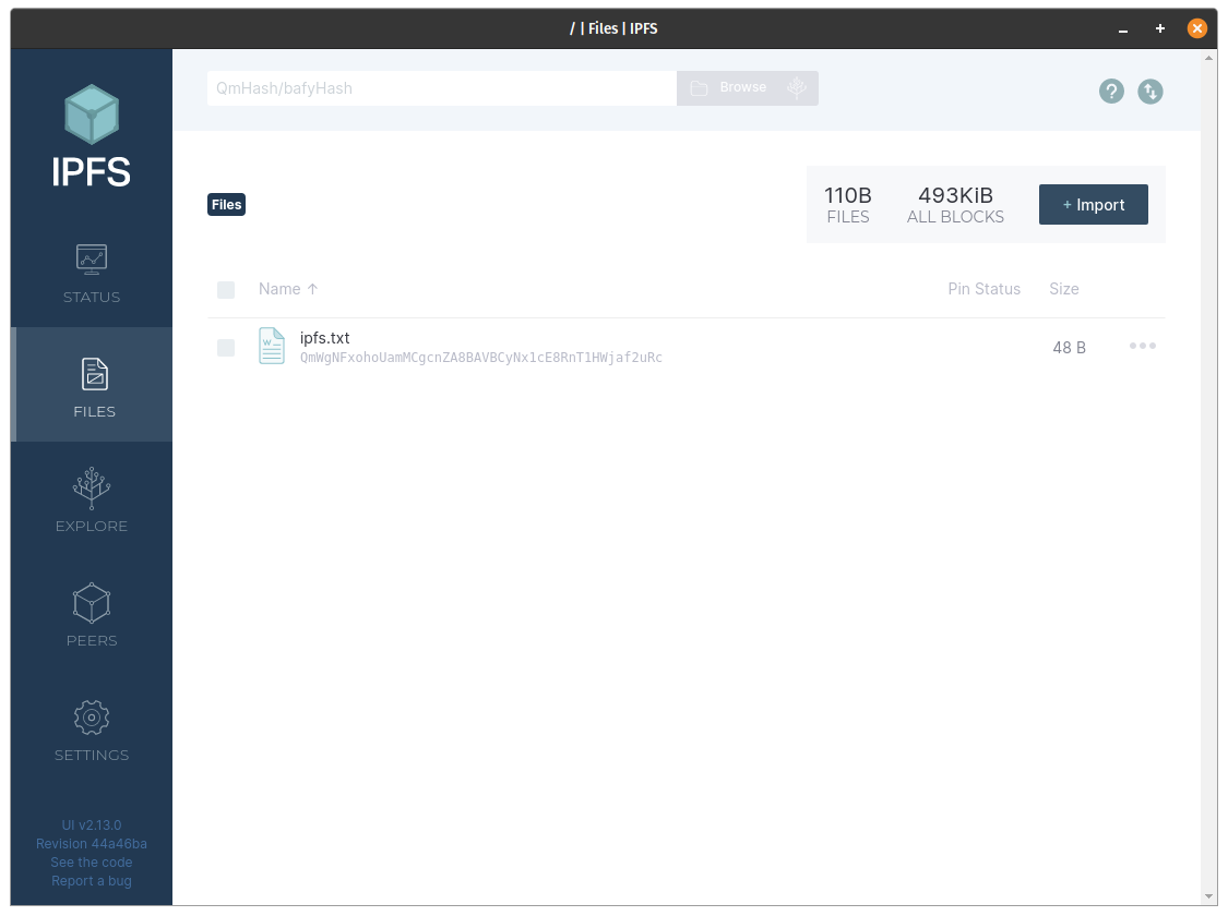 IPFS Desktop Client - Files
